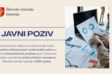 Javni poziv za podnošenje zahtjeva za sufinanciranje izrade projektne dokumentacije i građevinskih radova za razvoj infrastrukturnih projekata javne i društvene namjene na području jedinica lokalne samouprave Šibensko-kninske županije u 2026. godini