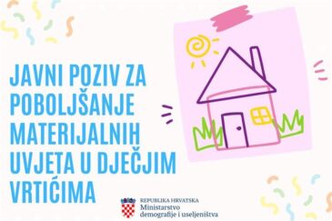 Javni poziv “Dostupnost kvalitetne skrbi za djecu u lokalnim zajednicama kroz poboljšanje materijalnih uvjeta u dječjim vrtićima”
