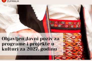 Objavljen Javni poziv za financiranje programa/projekata javnih potreba u kulturi Šibensko-kninske županije za 2027. godinu