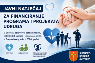 Javni natječaj za financiranje programa i projekata udruga i drugih neprofitnih organizacija iz područja zdravstva, socijalne skrbi, veteranskih udruga i udruga proizašlih iz Domovinskog rata za 2026.